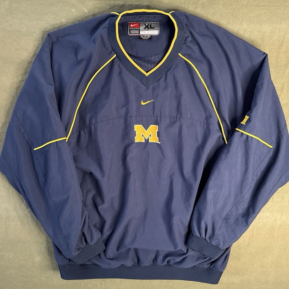 Nike Michigan Wolverines Pullover Windbreaker Blue Yellow XL Y2K Vintage